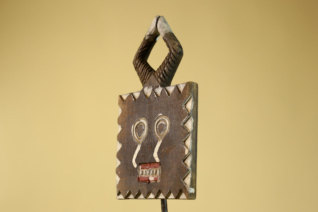 African Tribal Wooden Mask Geometric Face Ritual Wall Art-G6314