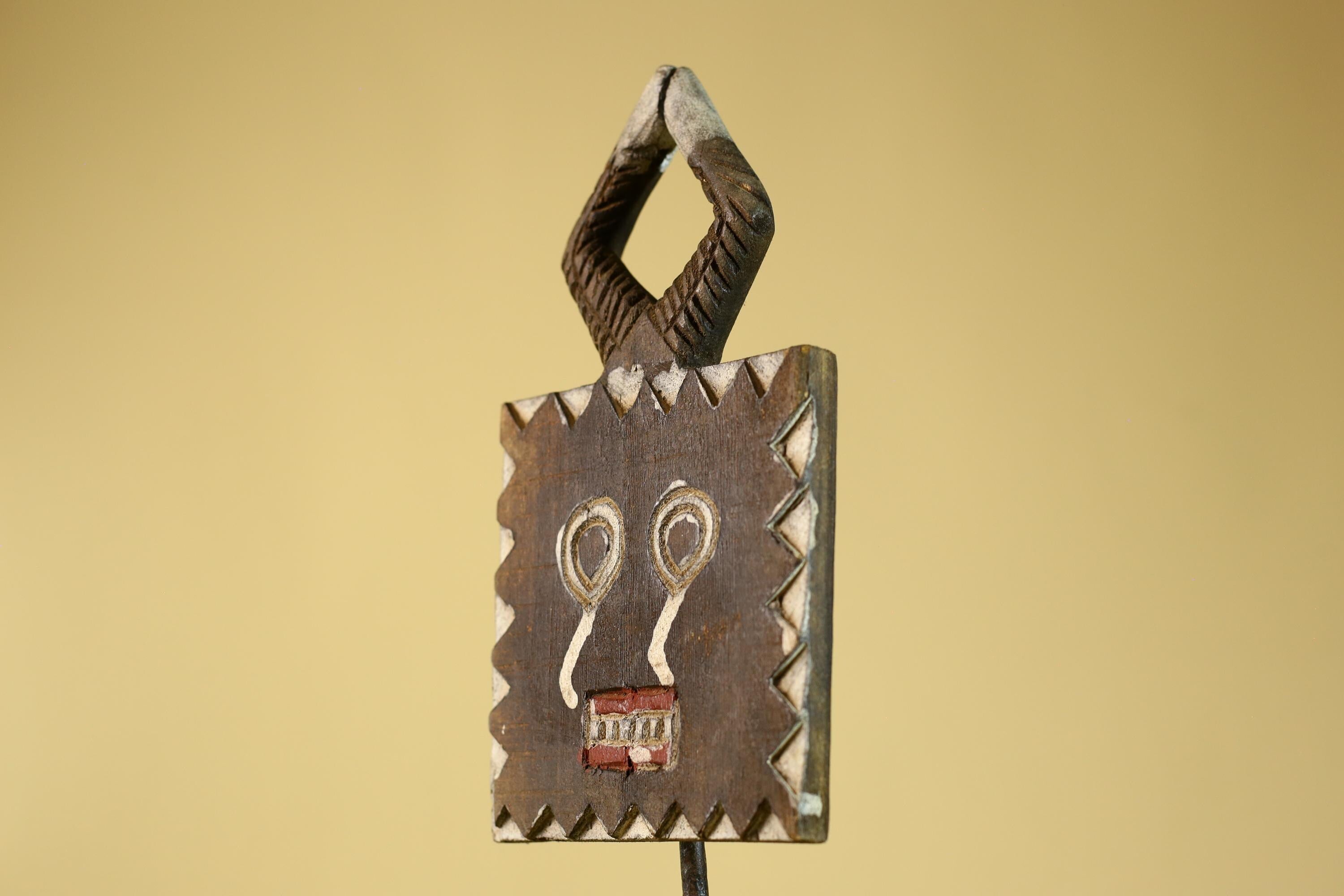 African Tribal Wooden Mask Geometric Face Ritual Wall Art-G6314