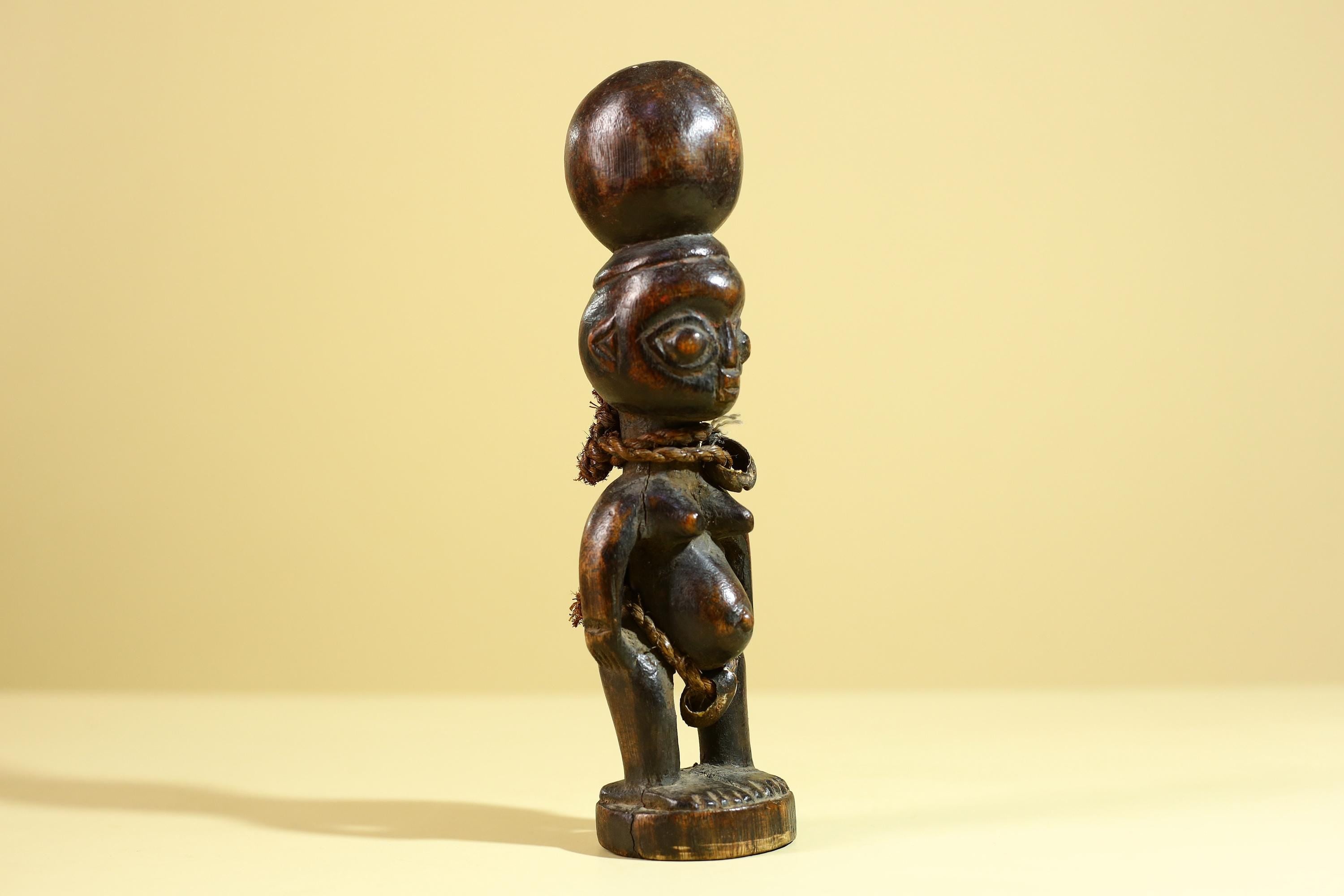 African Tribal Fertility Figure Sculpture Hand Carved Wood Decor Statue-G6316