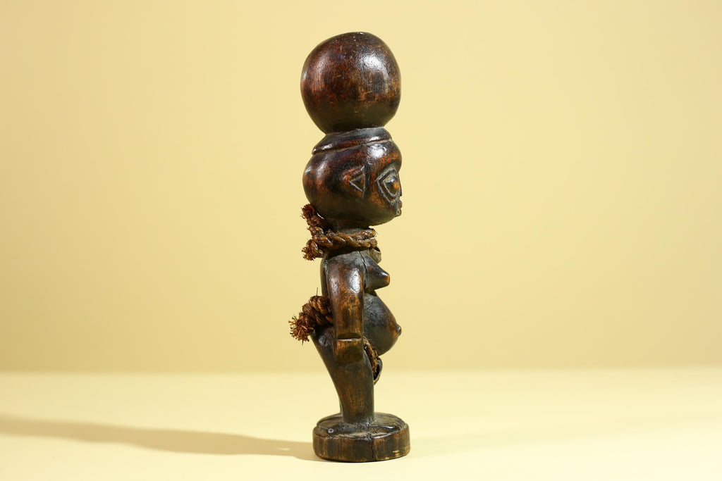 African Tribal Fertility Figure Sculpture Hand Carved Wood Decor Statue-G6316