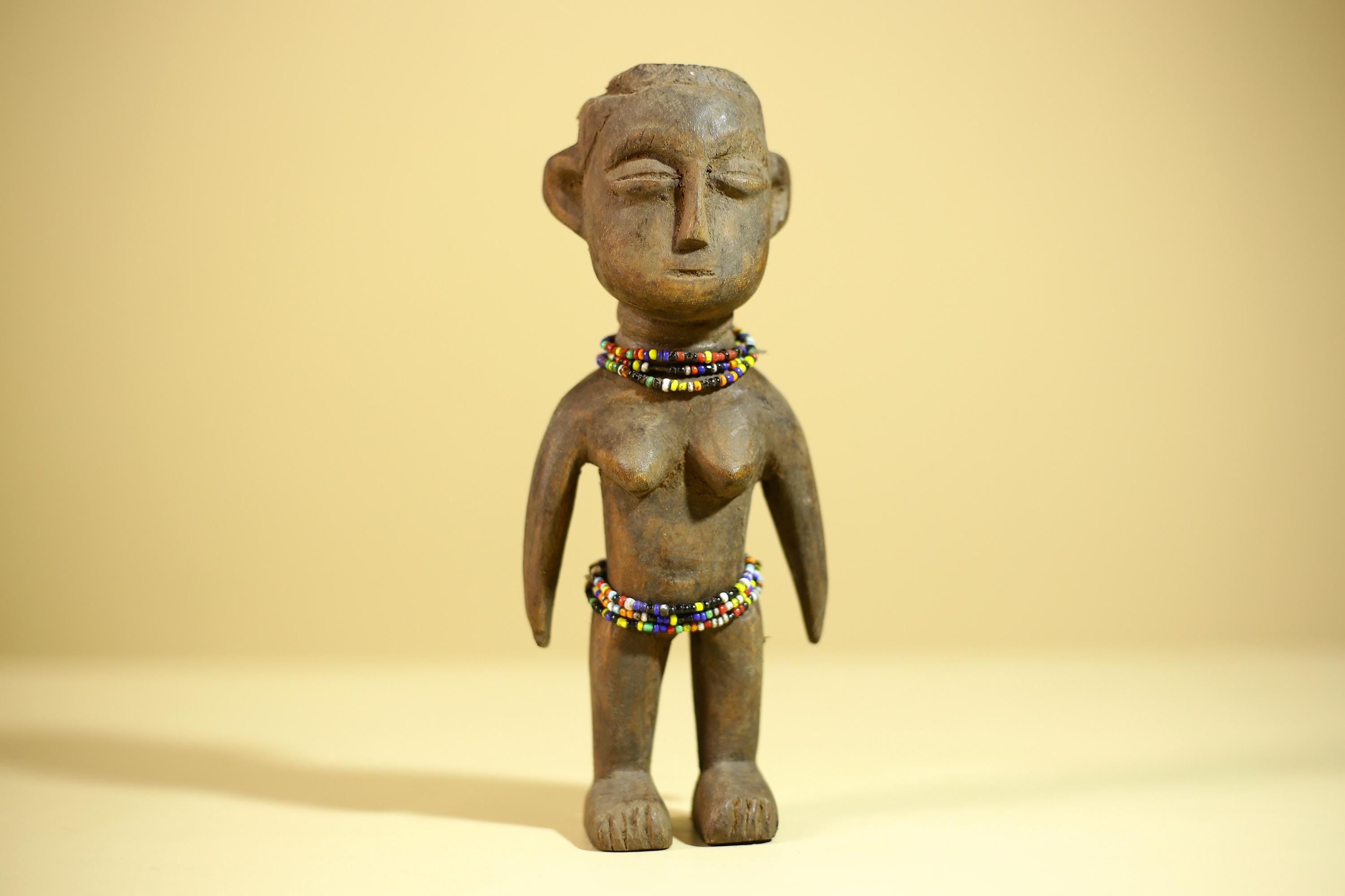 African Wooden Female Figure Hand Carved Wood Statue Ethnographic Art-G6318