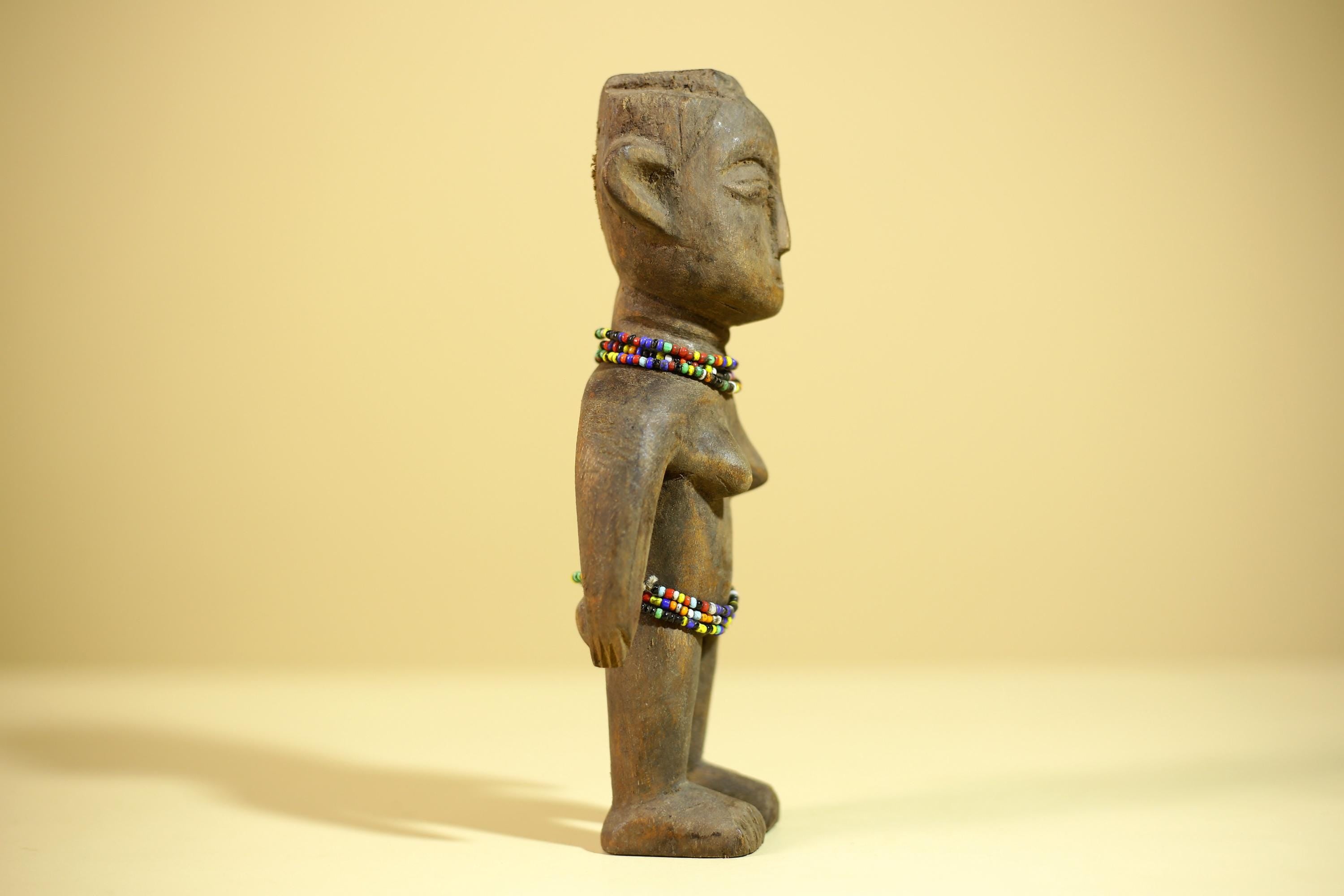 African Wooden Female Figure Hand Carved Wood Statue Ethnographic Art-G6318