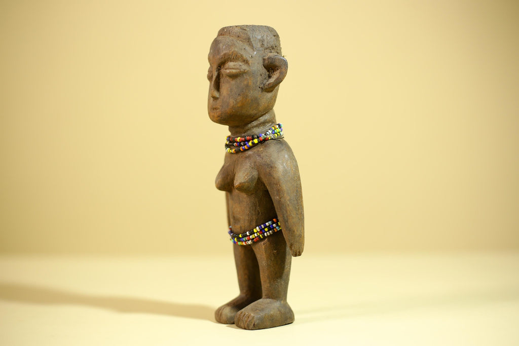 African Wooden Female Figure Hand Carved Wood Statue Ethnographic Art-G6318