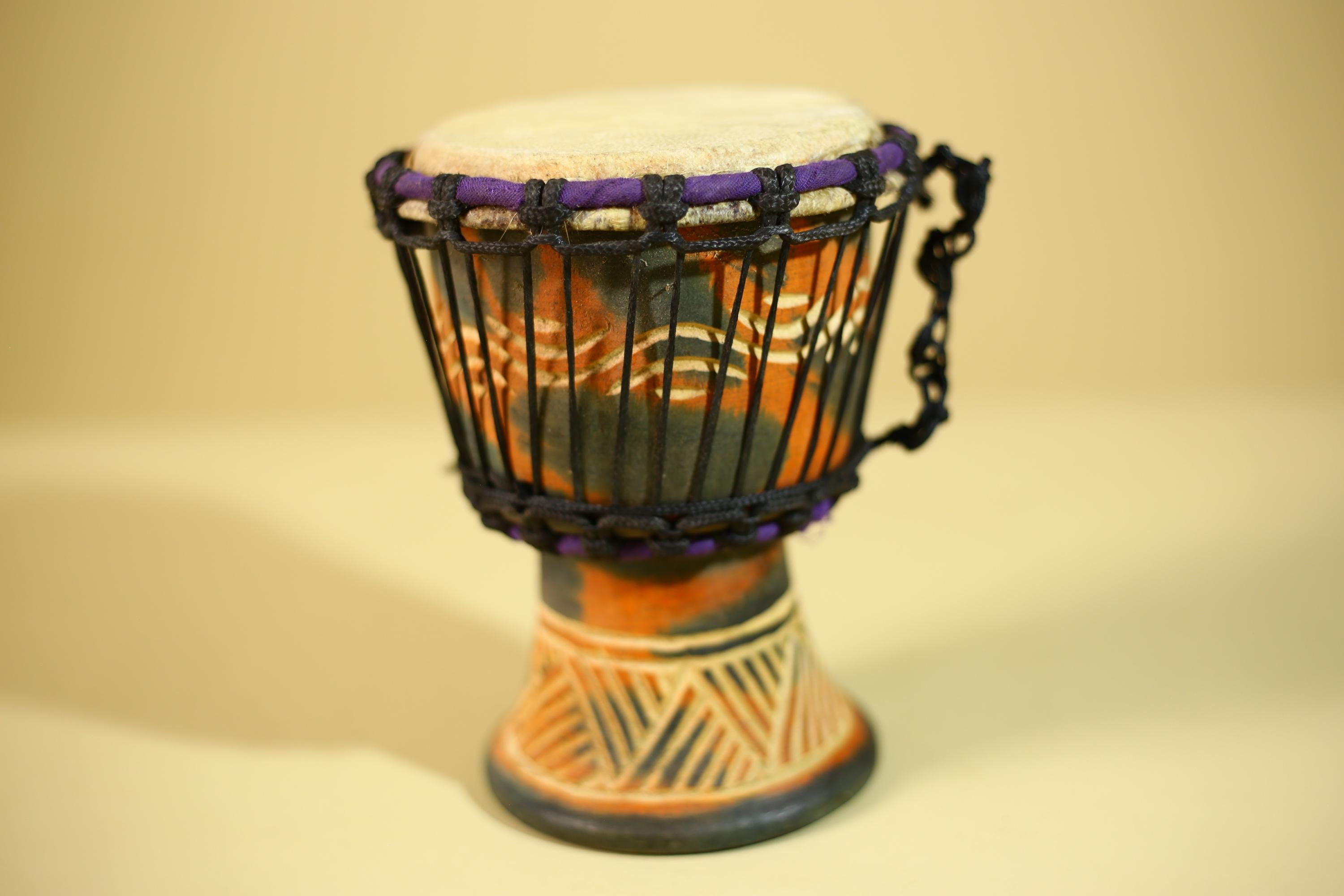 African Hand Drum Painted Wood Djembe Style Tribal Percussion Decor-G6320