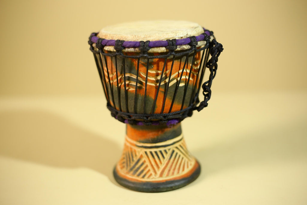 African Hand Drum Painted Wood Djembe Style Tribal Percussion Decor-G6320