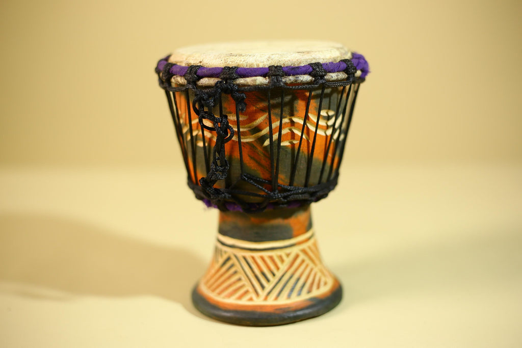 African Hand Drum Painted Wood Djembe Style Tribal Percussion Decor-G6320