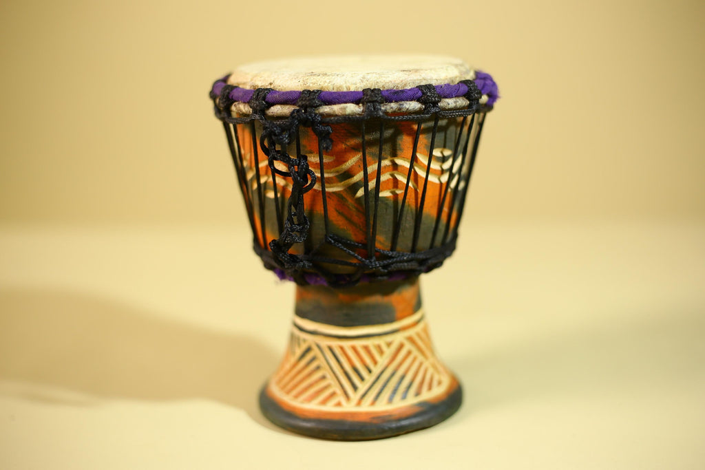 African Hand Drum Painted Wood Djembe Style Tribal Percussion Decor-G6320