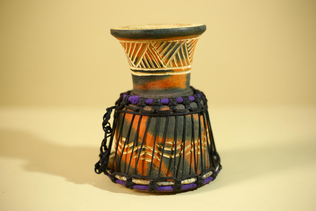 African Hand Drum Painted Wood Djembe Style Tribal Percussion Decor-G6320