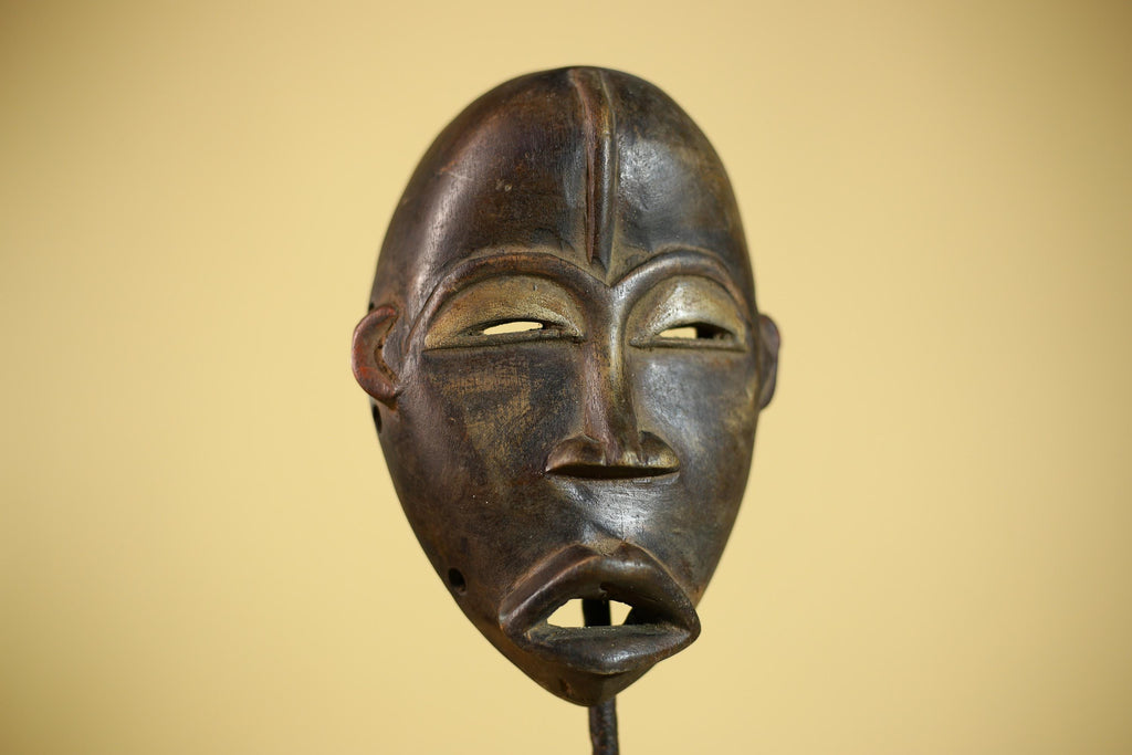 African Wooden Mask Hand Carved Tribal Face Traditional Wall Hanging -G6323