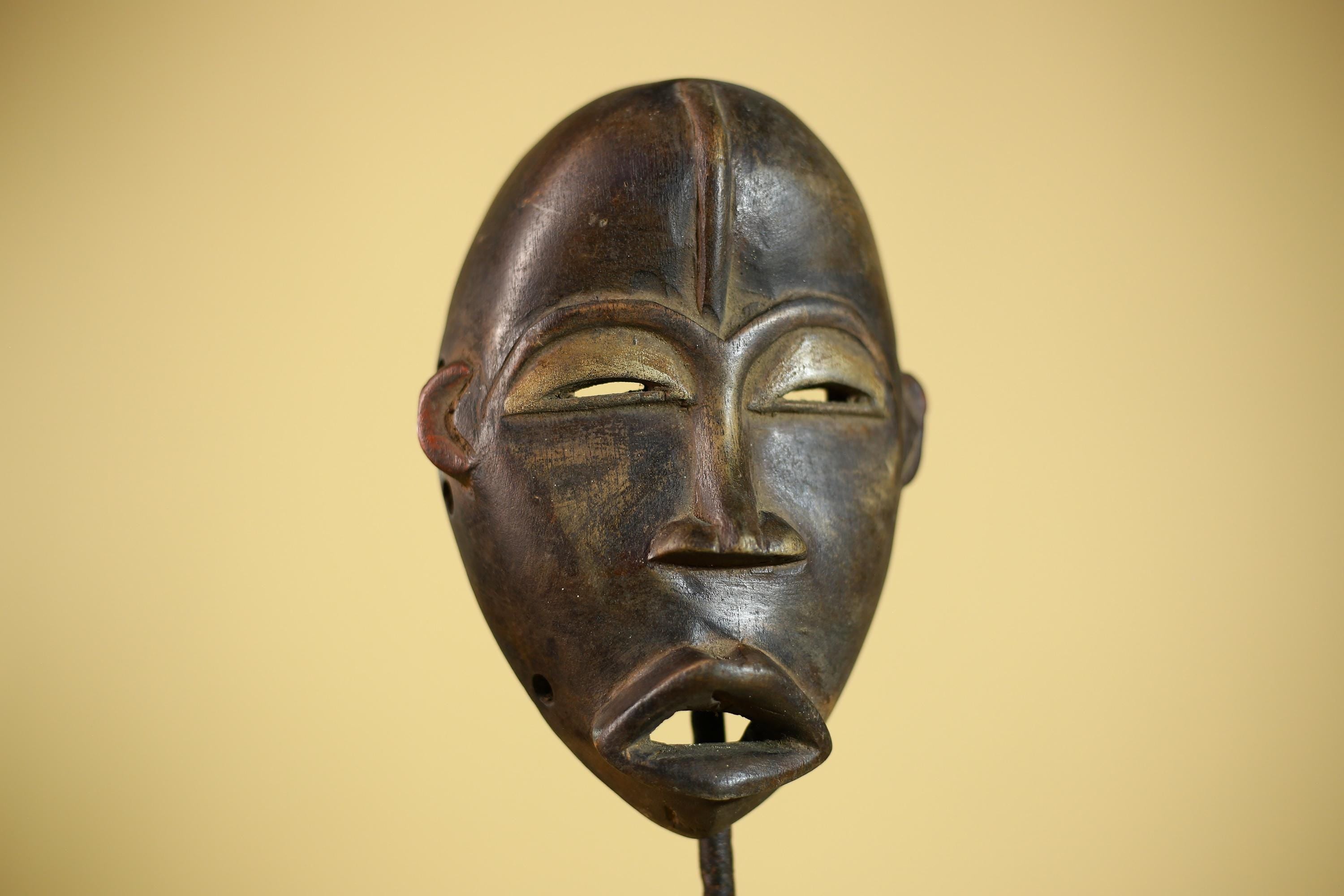 African Wooden Mask Hand Carved Tribal Face Traditional Wall Hanging -G6323