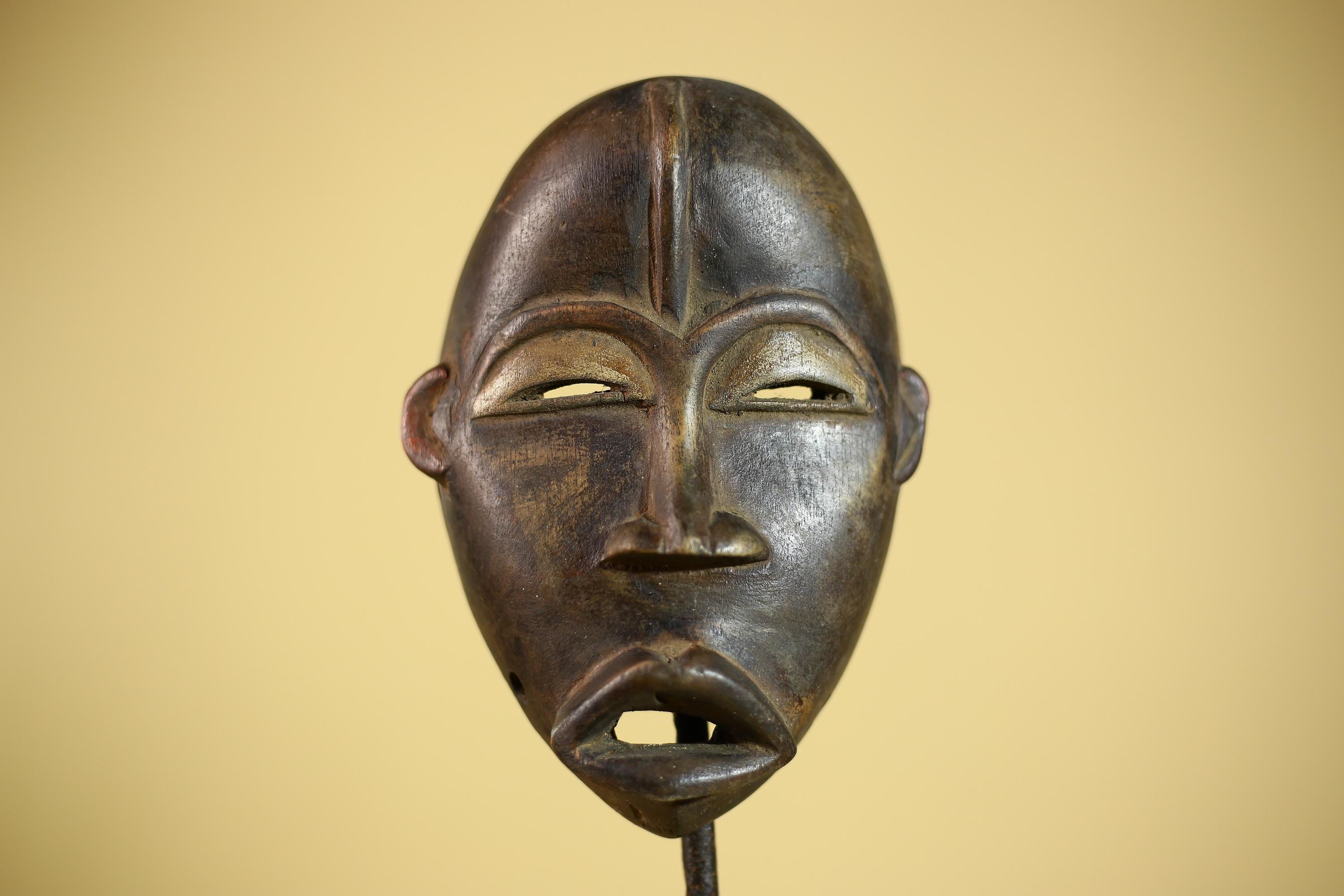 African Wooden Mask Hand Carved Tribal Face Traditional Wall Hanging -G6323
