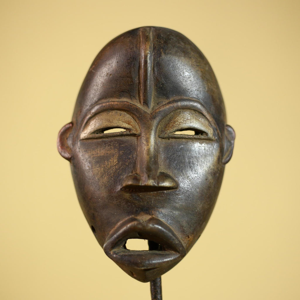 African Wooden Mask Hand Carved Tribal Face Traditional Wall Hanging -G6323