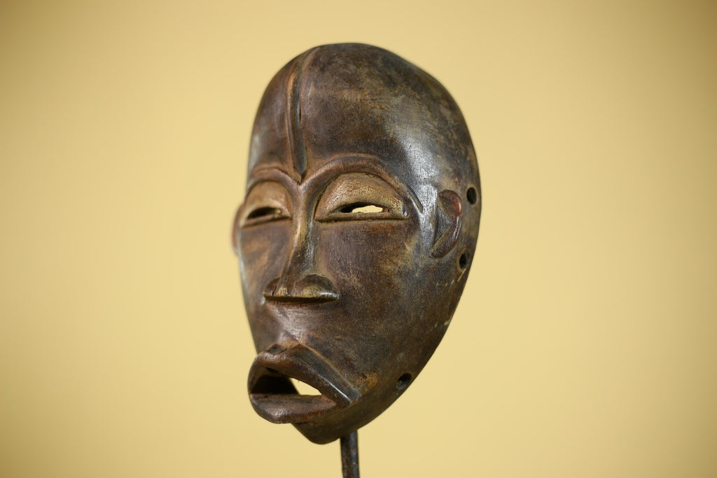 African Wooden Mask Hand Carved Tribal Face Traditional Wall Hanging -G6323