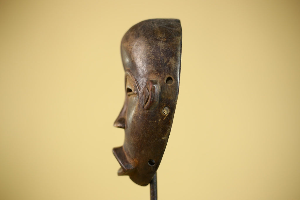 African Wooden Mask Hand Carved Tribal Face Traditional Wall Hanging -G6323