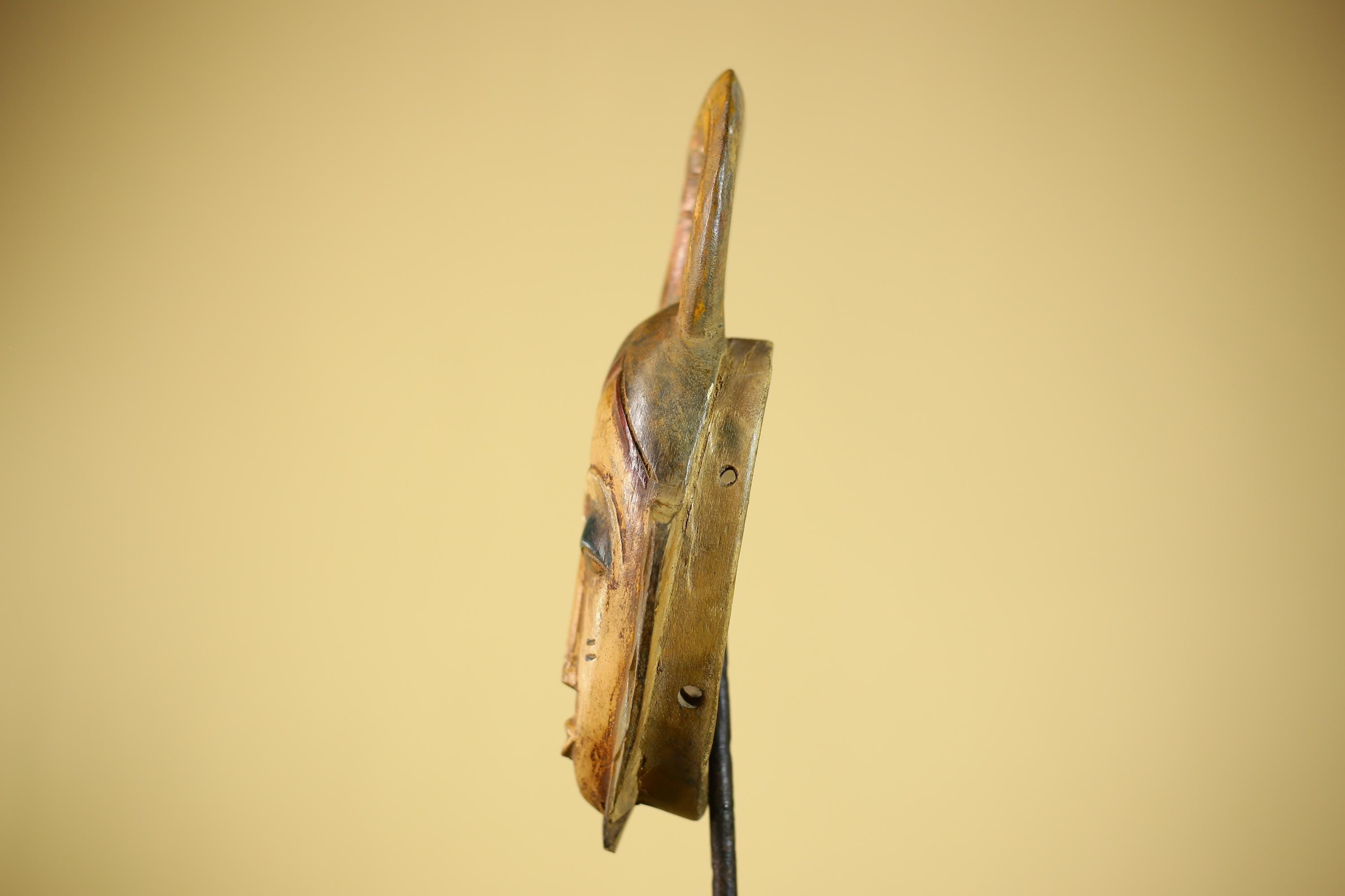Vintage African Hand Carved Wood Mask Tribal Wall Decor Sculpture-G6329