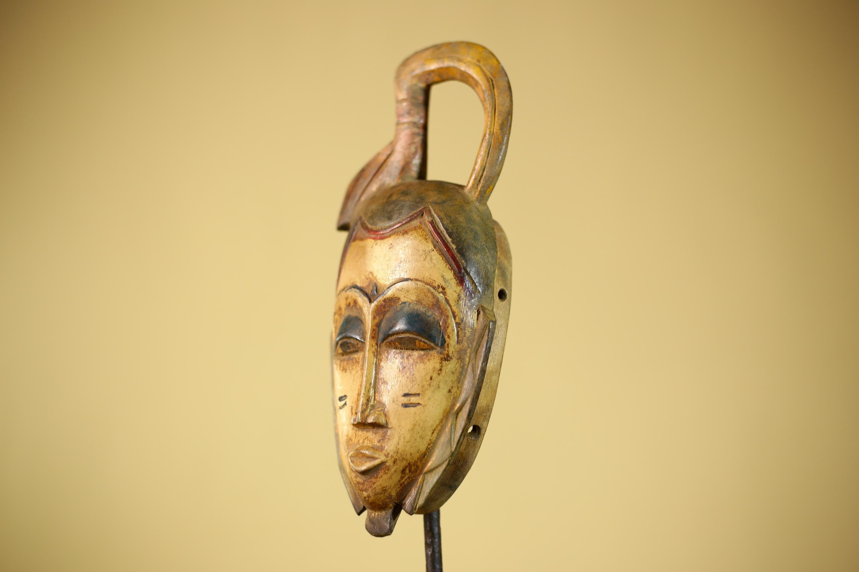 Vintage African Hand Carved Wood Mask Tribal Wall Decor Sculpture-G6329