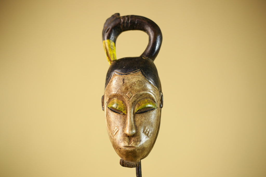 Hand Carved African Tribal Mask Wood Wall Decor Ethnographic Art-G6330