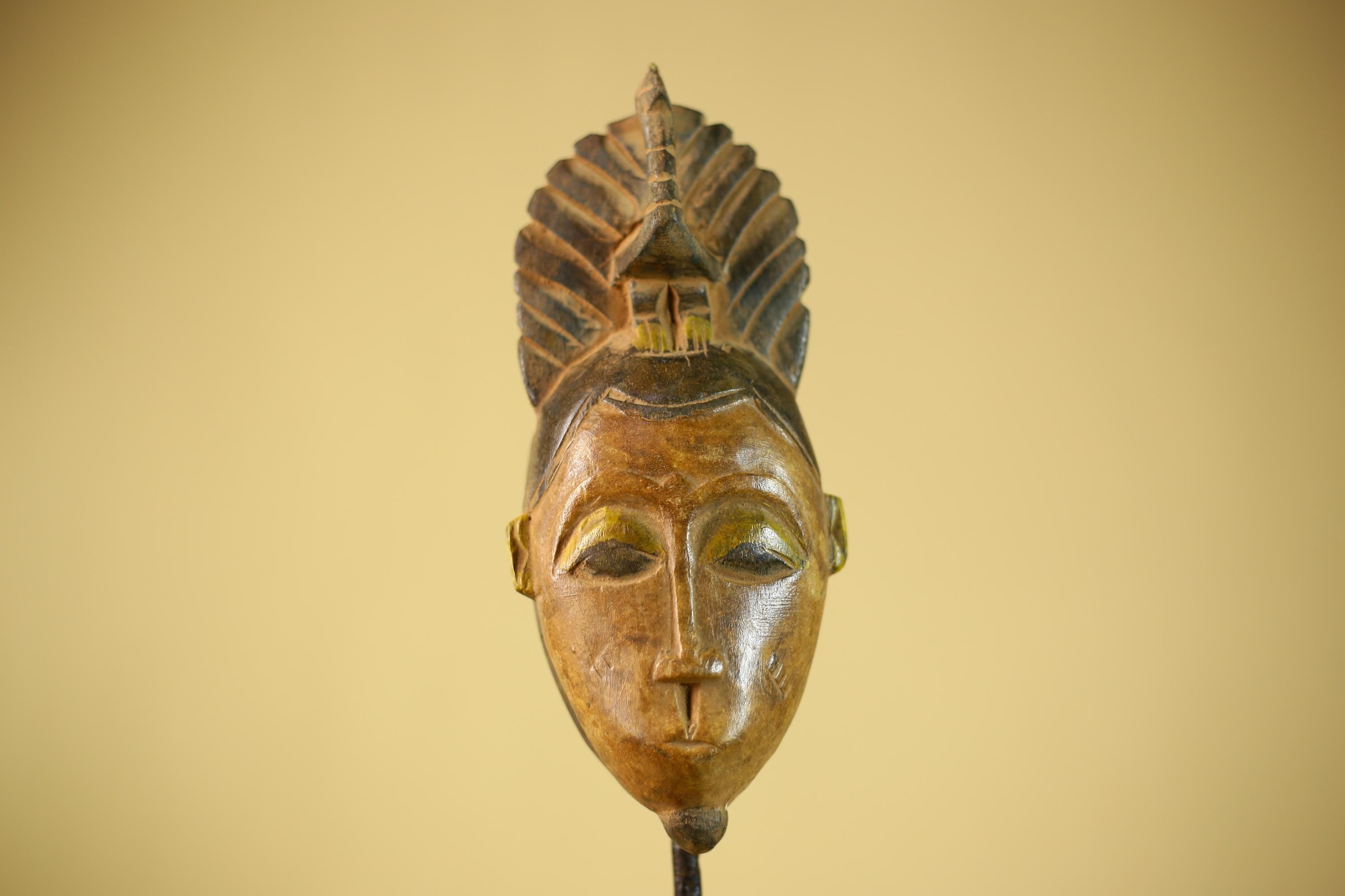African Hand Carved Wood Mask Tribal Bird Crest Wall Decor Art-G6331