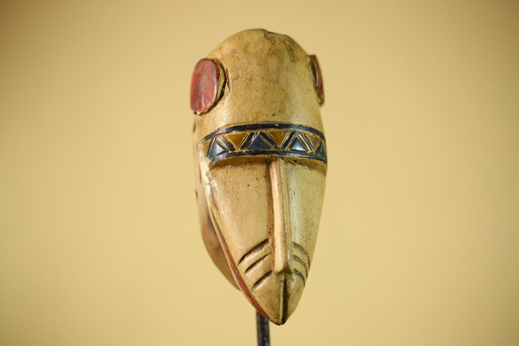 African Long Nose Tribal Mask Hand Carved Wood Ethnic Wall Decor-G6332