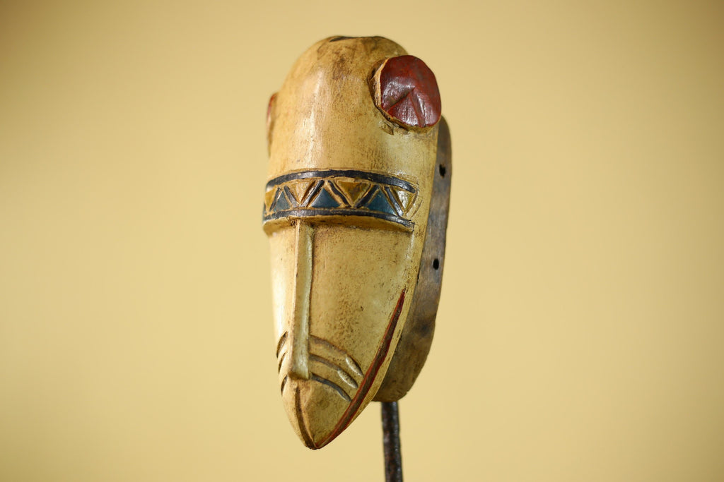African Long Nose Tribal Mask Hand Carved Wood Ethnic Wall Decor-G6332