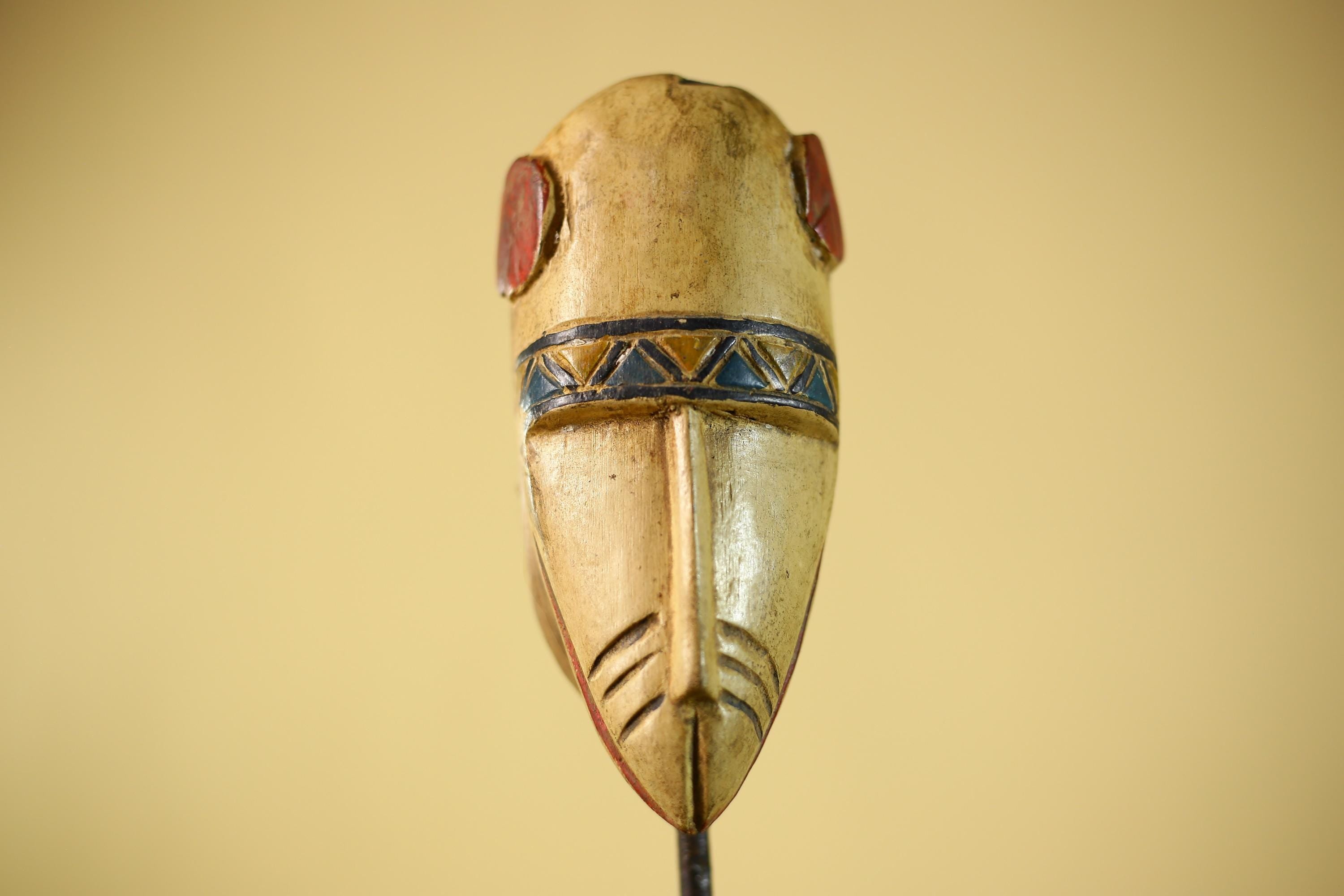 African Long Nose Tribal Mask Hand Carved Wood Ethnic Wall Decor-G6332