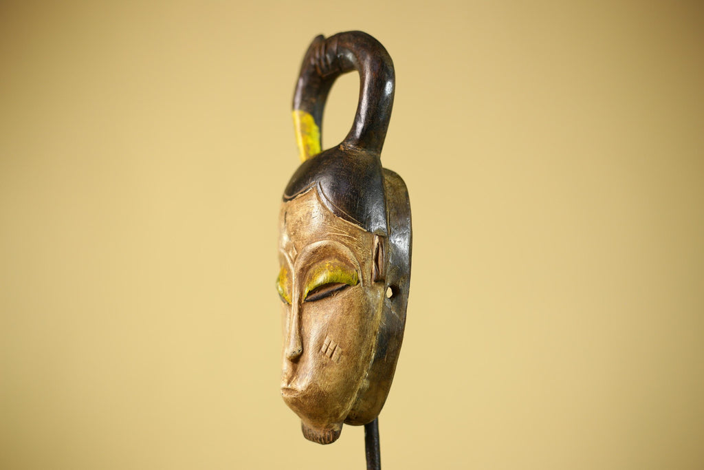 Hand Carved African Tribal Mask Wood Wall Decor Ethnographic Art-G6330