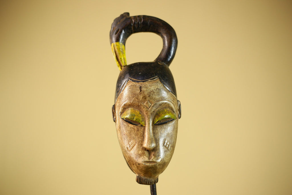 Hand Carved African Tribal Mask Wood Wall Decor Ethnographic Art-G6330