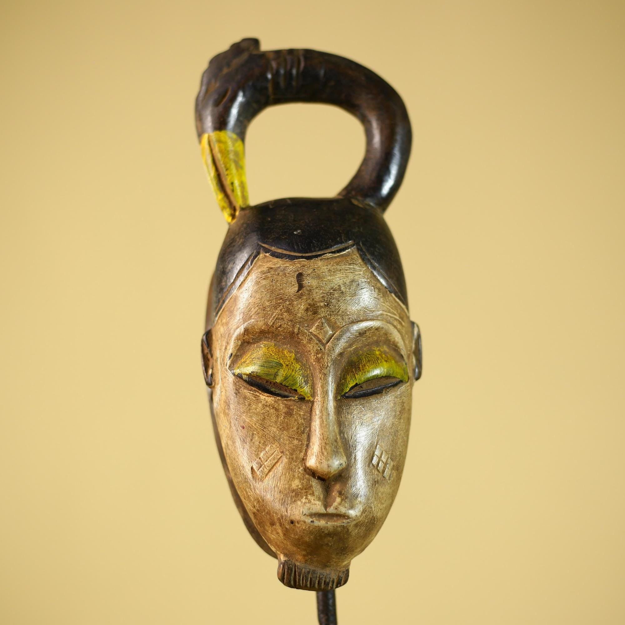 Hand Carved African Tribal Mask Wood Wall Decor Ethnographic Art-G6330