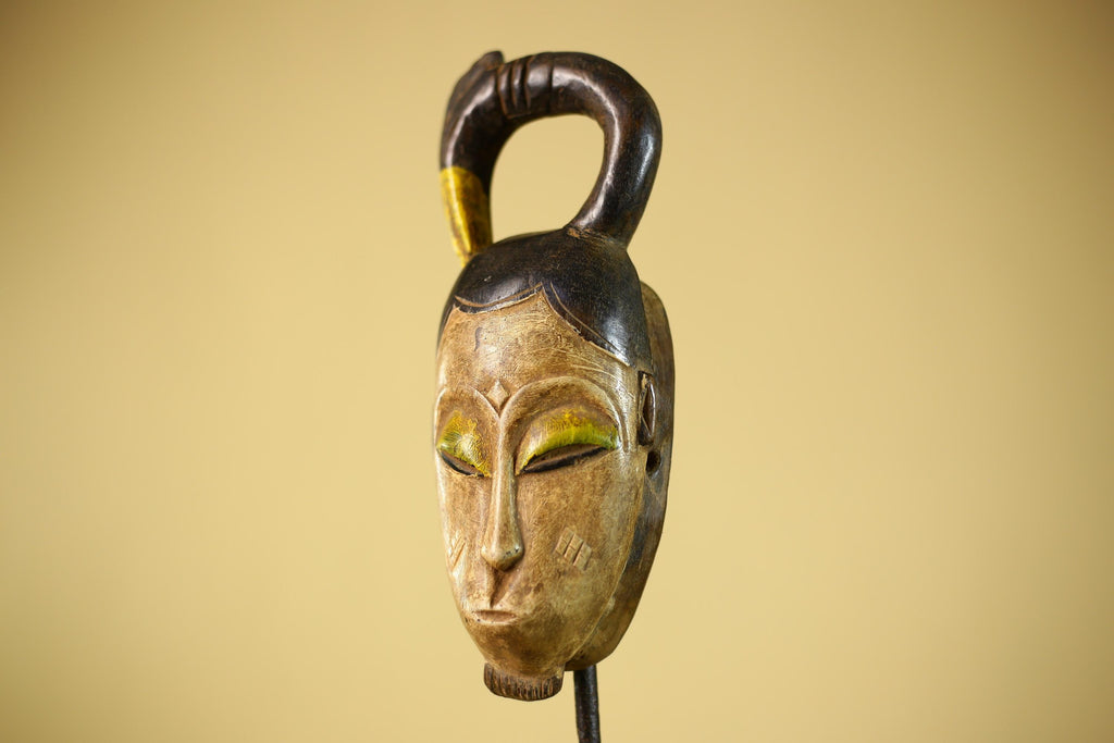 Hand Carved African Tribal Mask Wood Wall Decor Ethnographic Art-G6330
