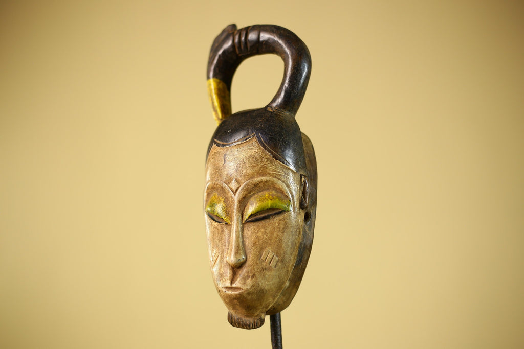 Hand Carved African Tribal Mask Wood Wall Decor Ethnographic Art-G6330
