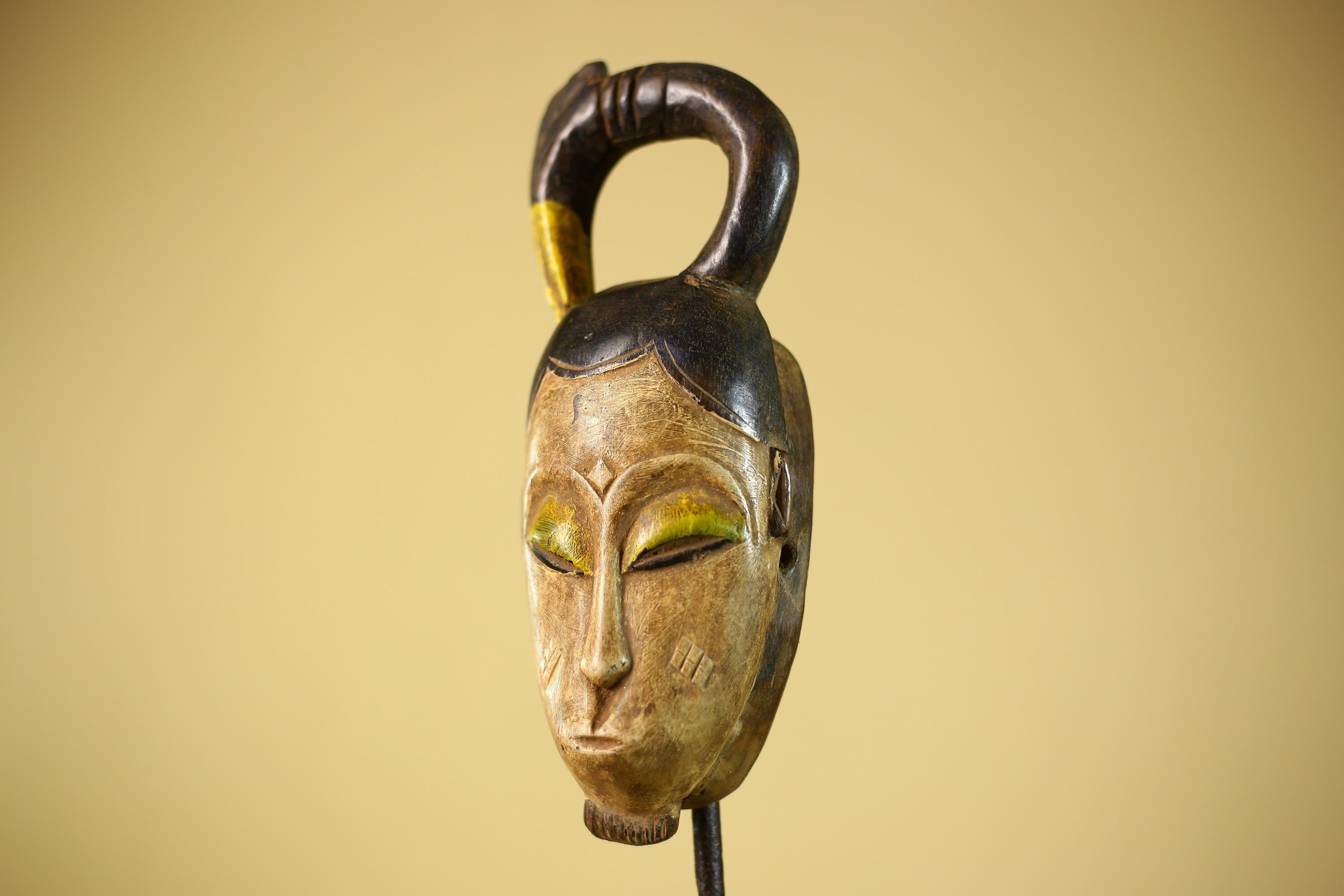 Hand Carved African Tribal Mask Wood Wall Decor Ethnographic Art-G6330