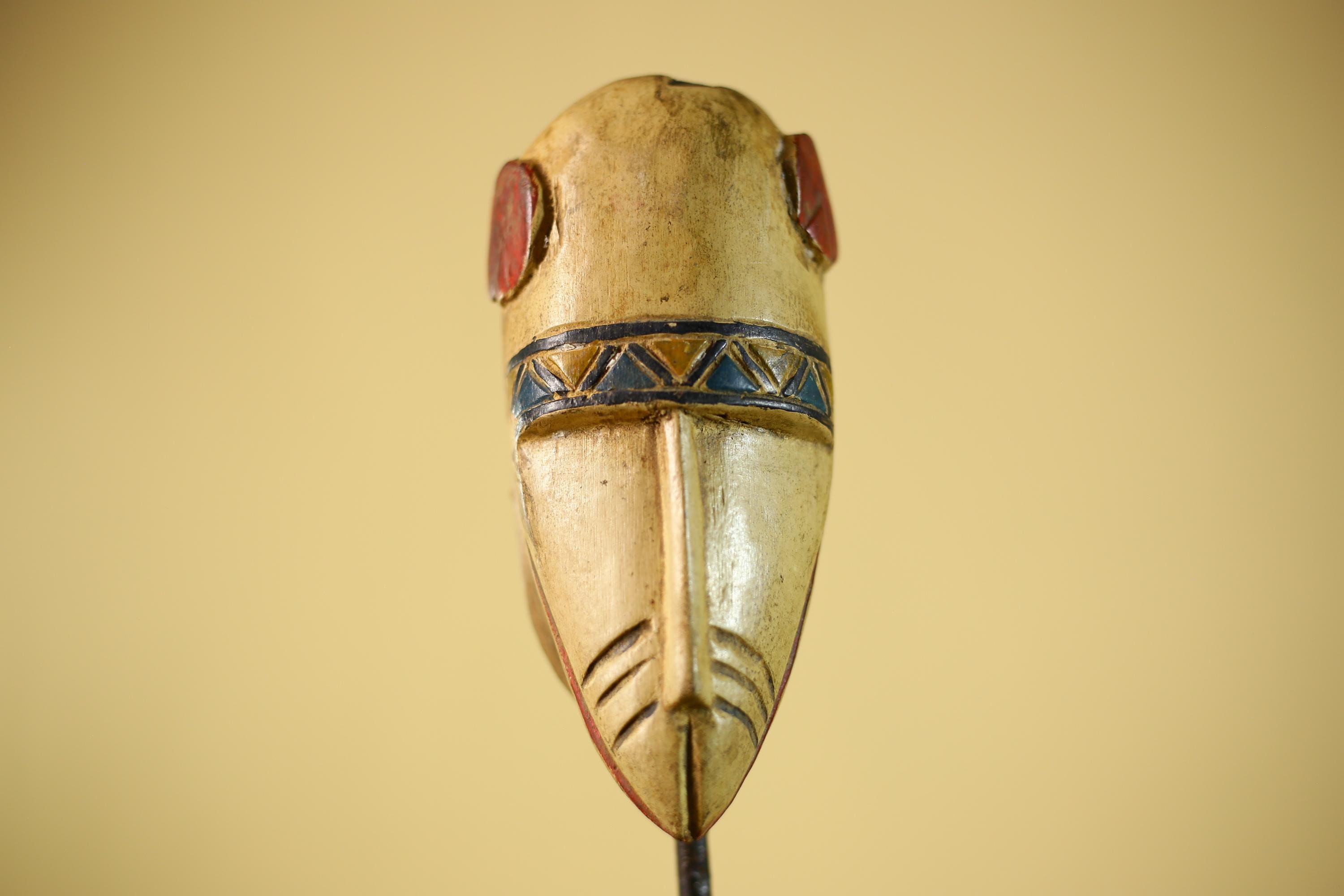 African Long Nose Tribal Mask Hand Carved Wood Ethnic Wall Decor-G6332