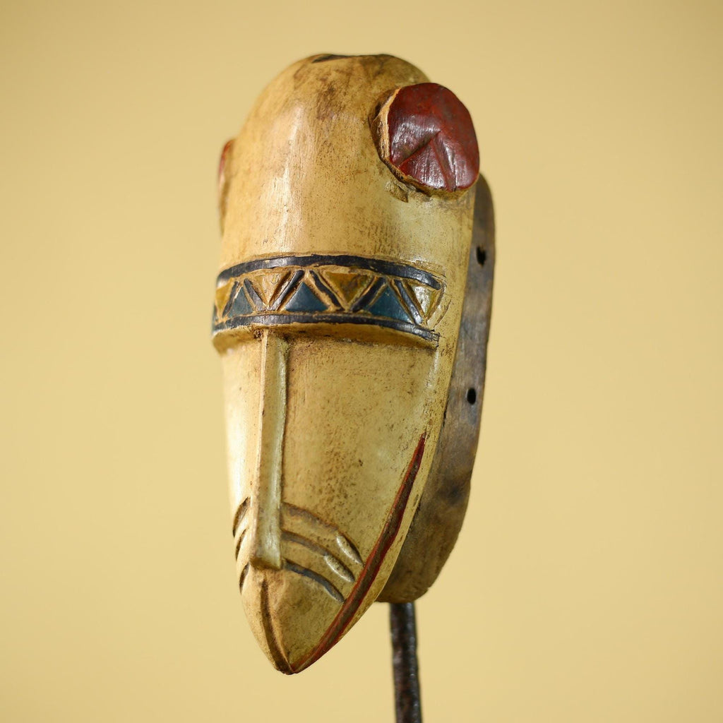 African Long Nose Tribal Mask Hand Carved Wood Ethnic Wall Decor-G6332