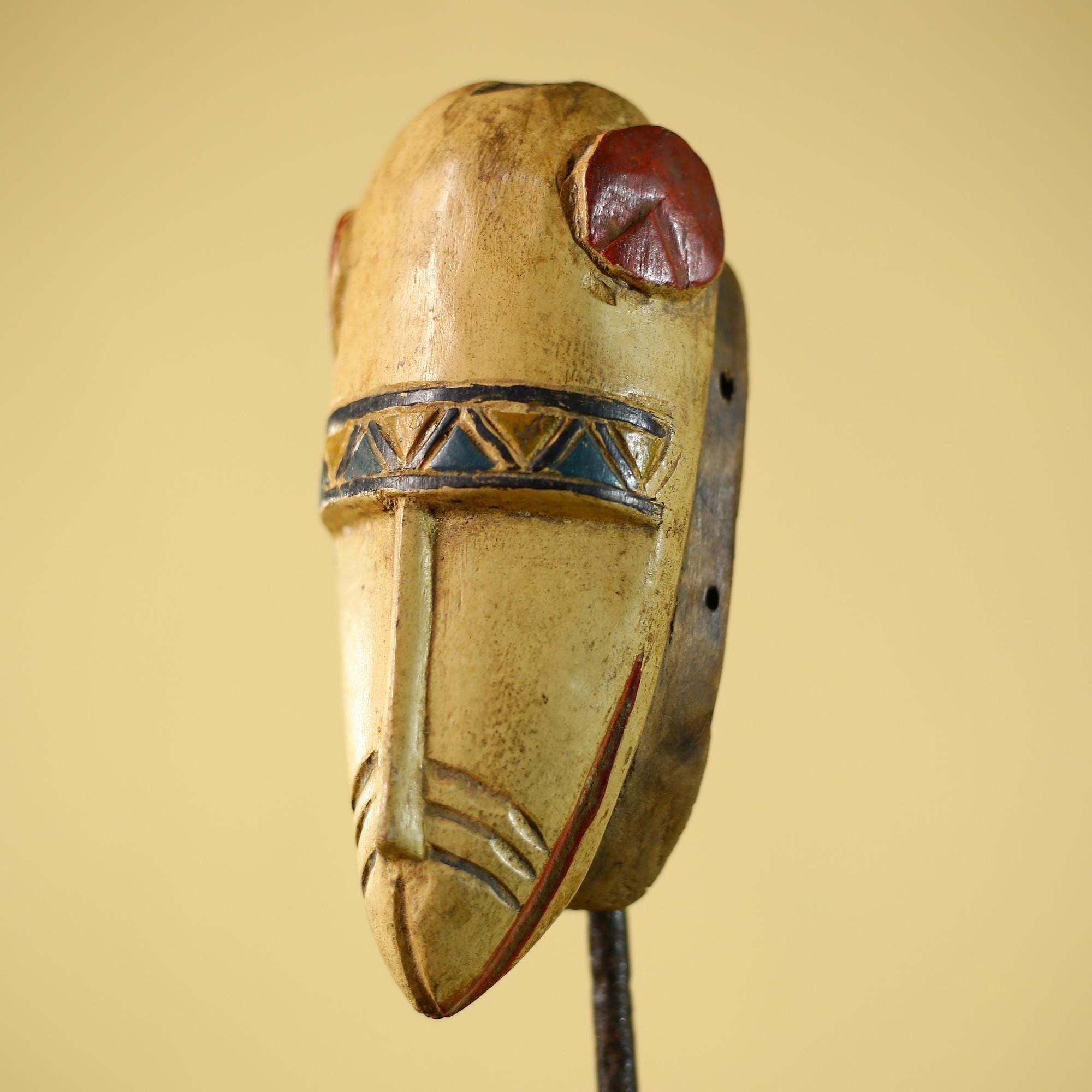 African Long Nose Tribal Mask Hand Carved Wood Ethnic Wall Decor-G6332