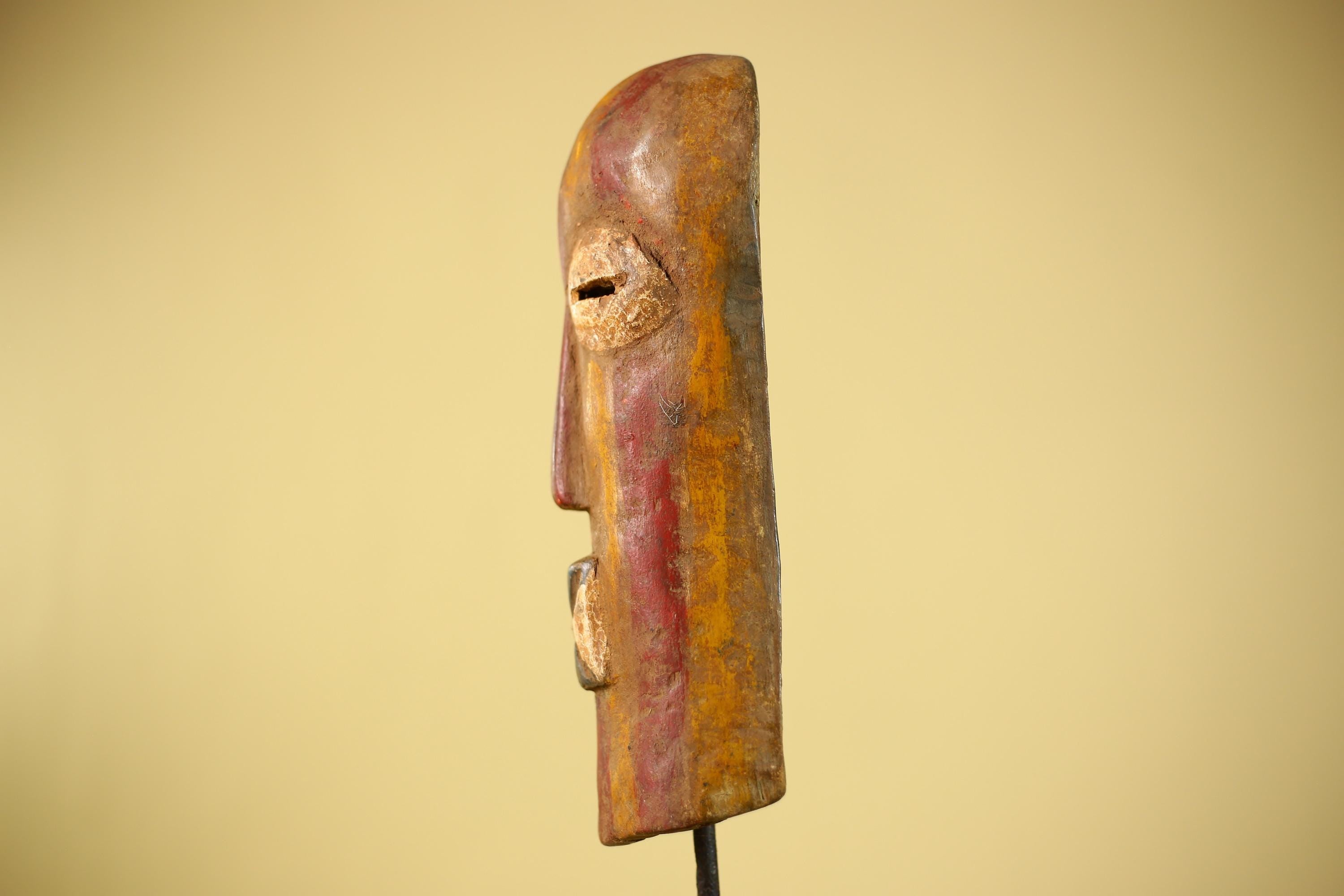 African Mask Hand Carved Wood Face Sculpture Tribal Wall Art Rustic Decor-G6334