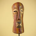 African Mask Hand Carved Wood Face Sculpture Tribal Wall Art Rustic Decor-G6334