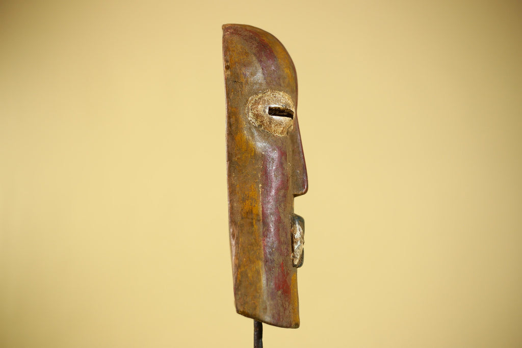 African Mask Hand Carved Wood Face Sculpture Tribal Wall Art Rustic Decor-G6334