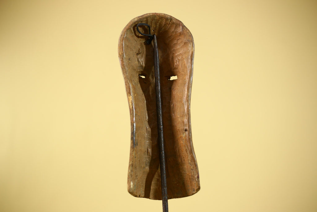 African Mask Hand Carved Wood Face Sculpture Tribal Wall Art Rustic Decor-G6334