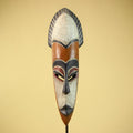 African Wooden Mask Long Face Hand Carved Tribal Wall Decor Sculpture-G6335