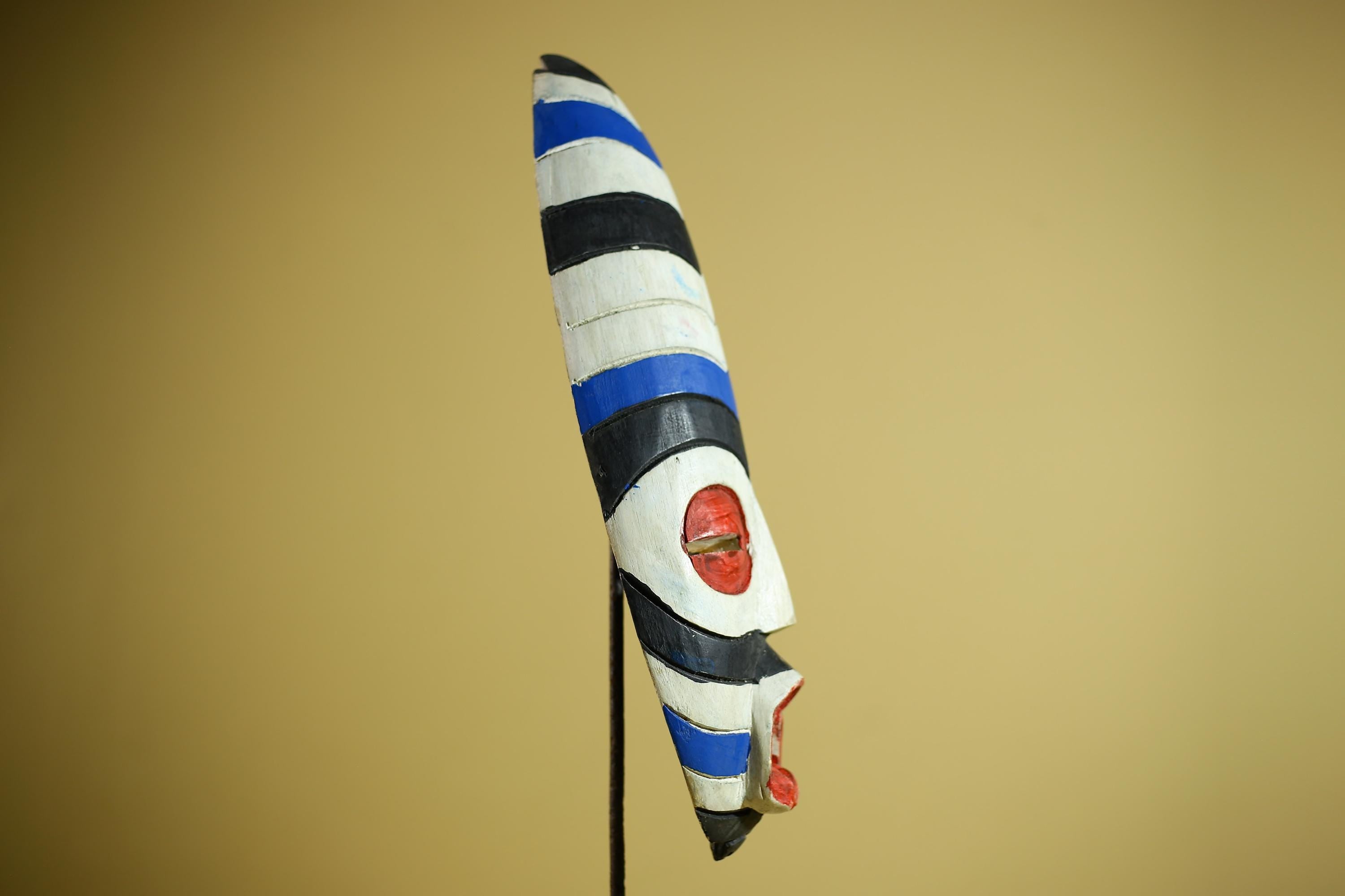 African Tribal Mask Painted Wood Long Face Wall Decor Ethnic Art Sculpture-G6336