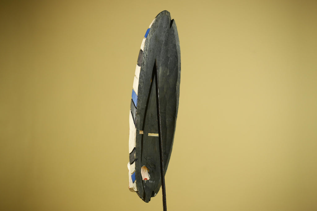 African Tribal Mask Painted Wood Long Face Wall Decor Ethnic Art Sculpture-G6336
