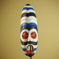 African Tribal Mask Painted Wood Long Face Wall Decor Ethnic Art Sculpture-G6336
