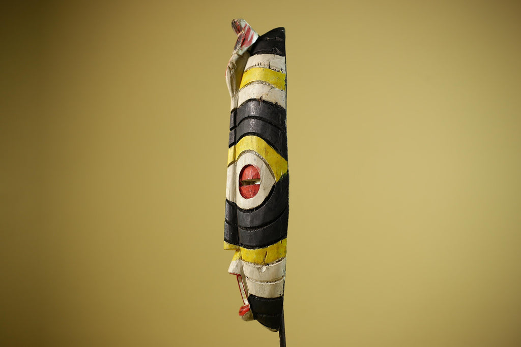 Hand Painted African Mask Wooden Tribal Sculpture Wall Hanging Decor-G6338