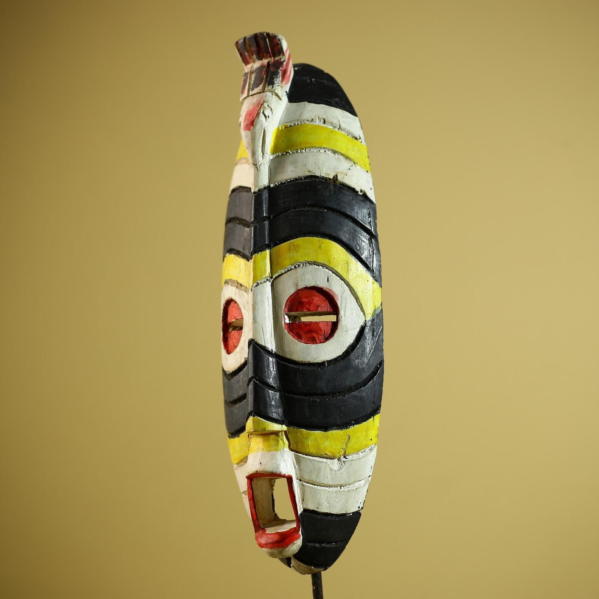 Hand Painted African Mask Wooden Tribal Sculpture Wall Hanging Decor-G6338