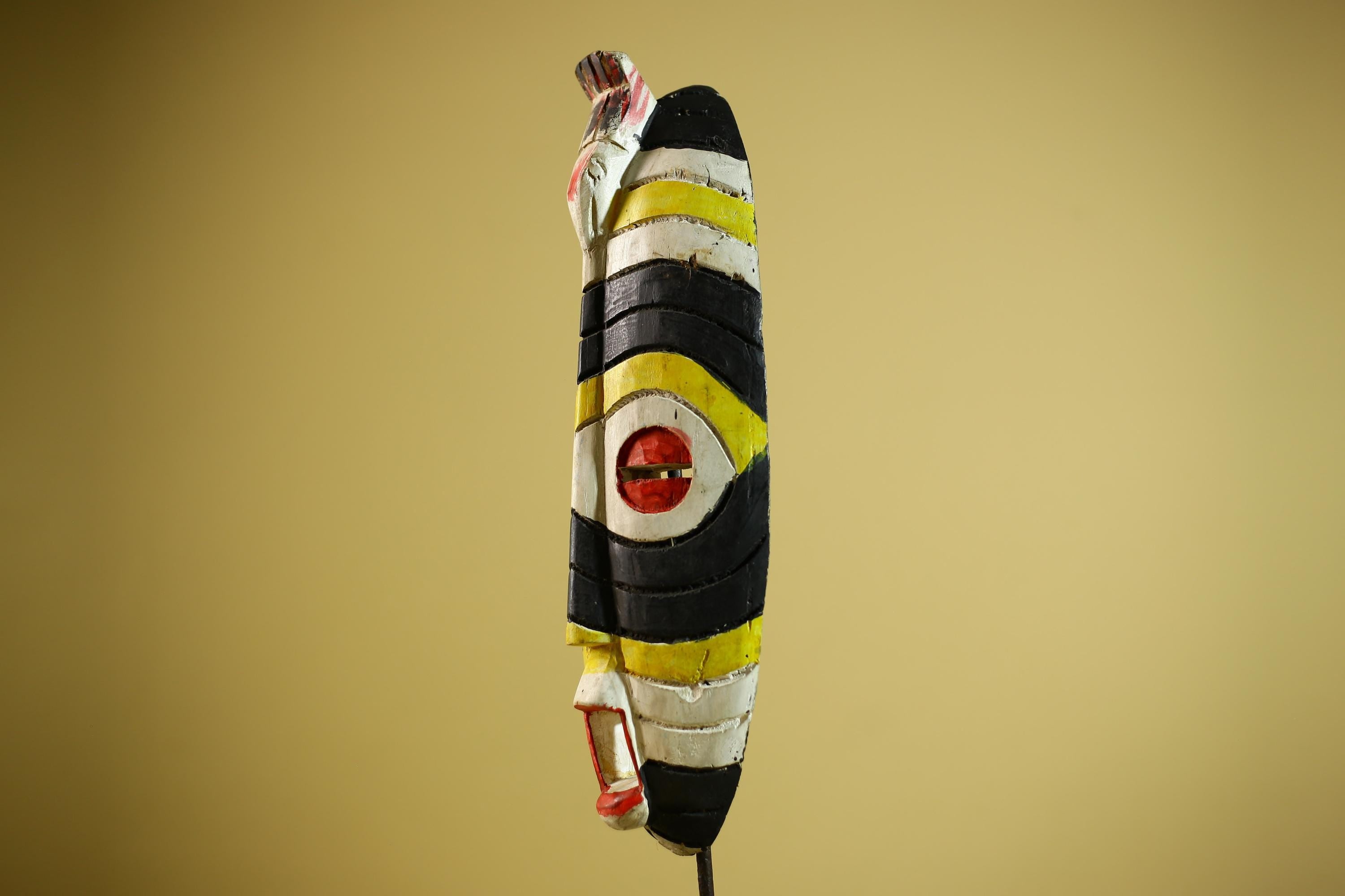 Hand Painted African Mask Wooden Tribal Sculpture Wall Hanging Decor-G6338