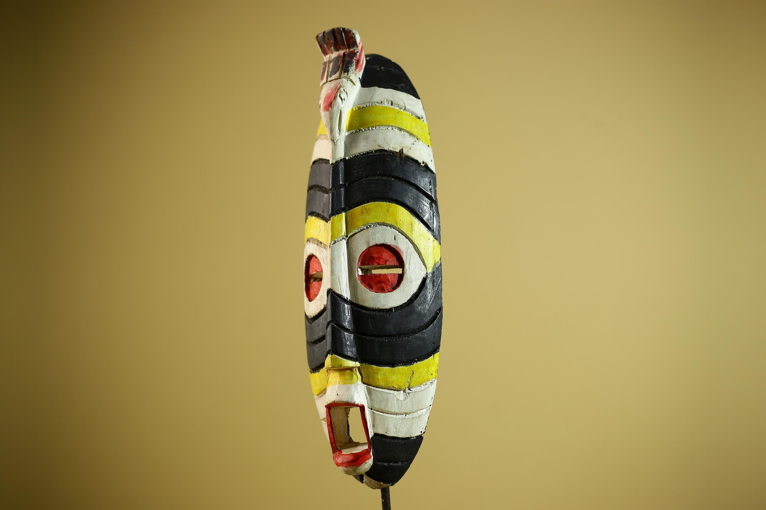 Hand Painted African Mask Wooden Tribal Sculpture Wall Hanging Decor-G6338