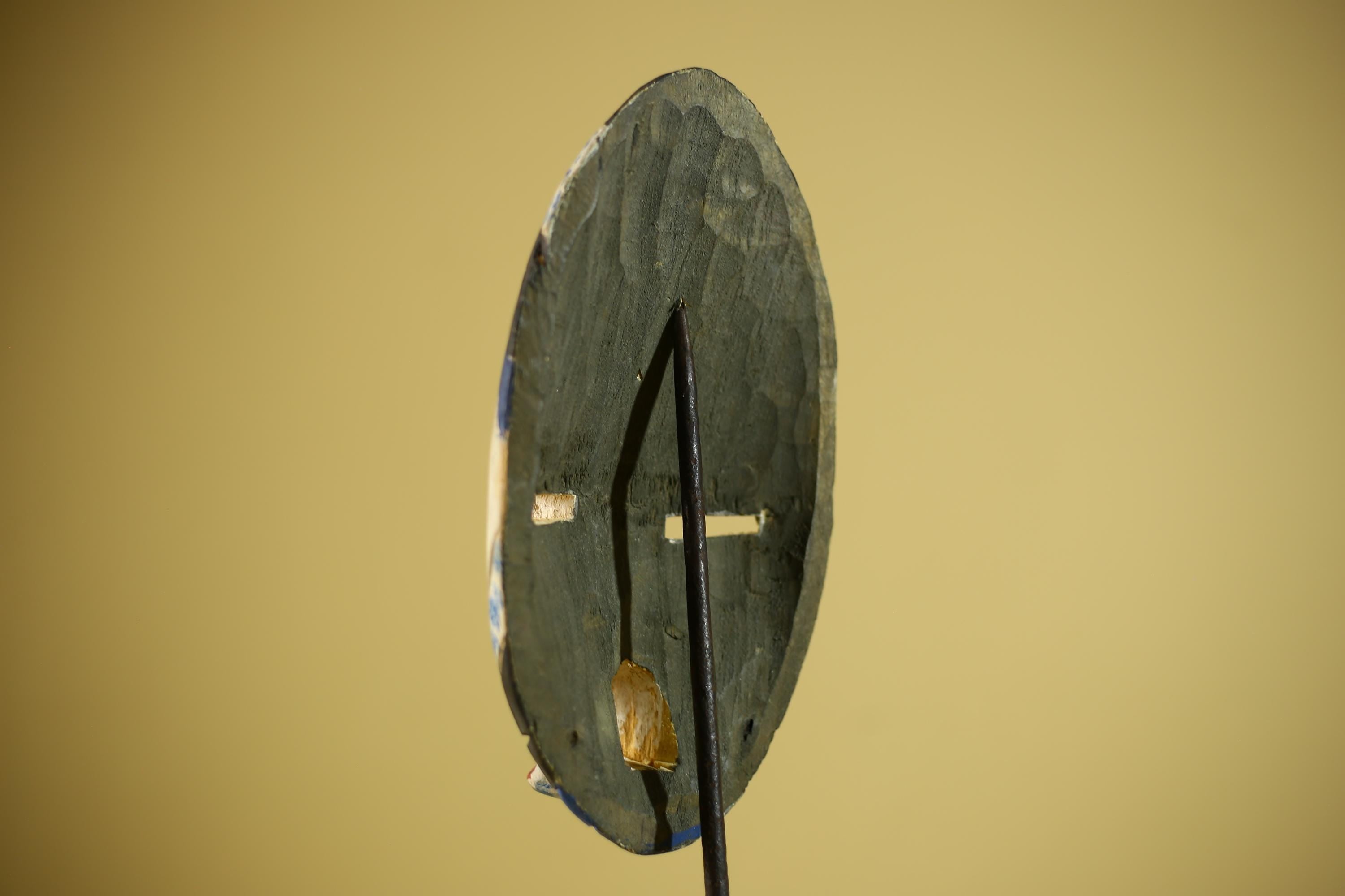 Hand Carved African Mask Blue White Tribal Face Wood Wall Decor-G6340