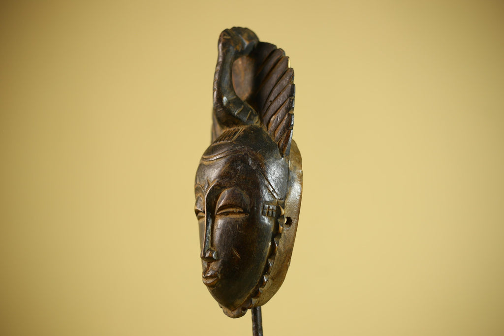 African Portrait Mask Hand Carved Wood Tribal Face Wall Hanging Decor-G6342
