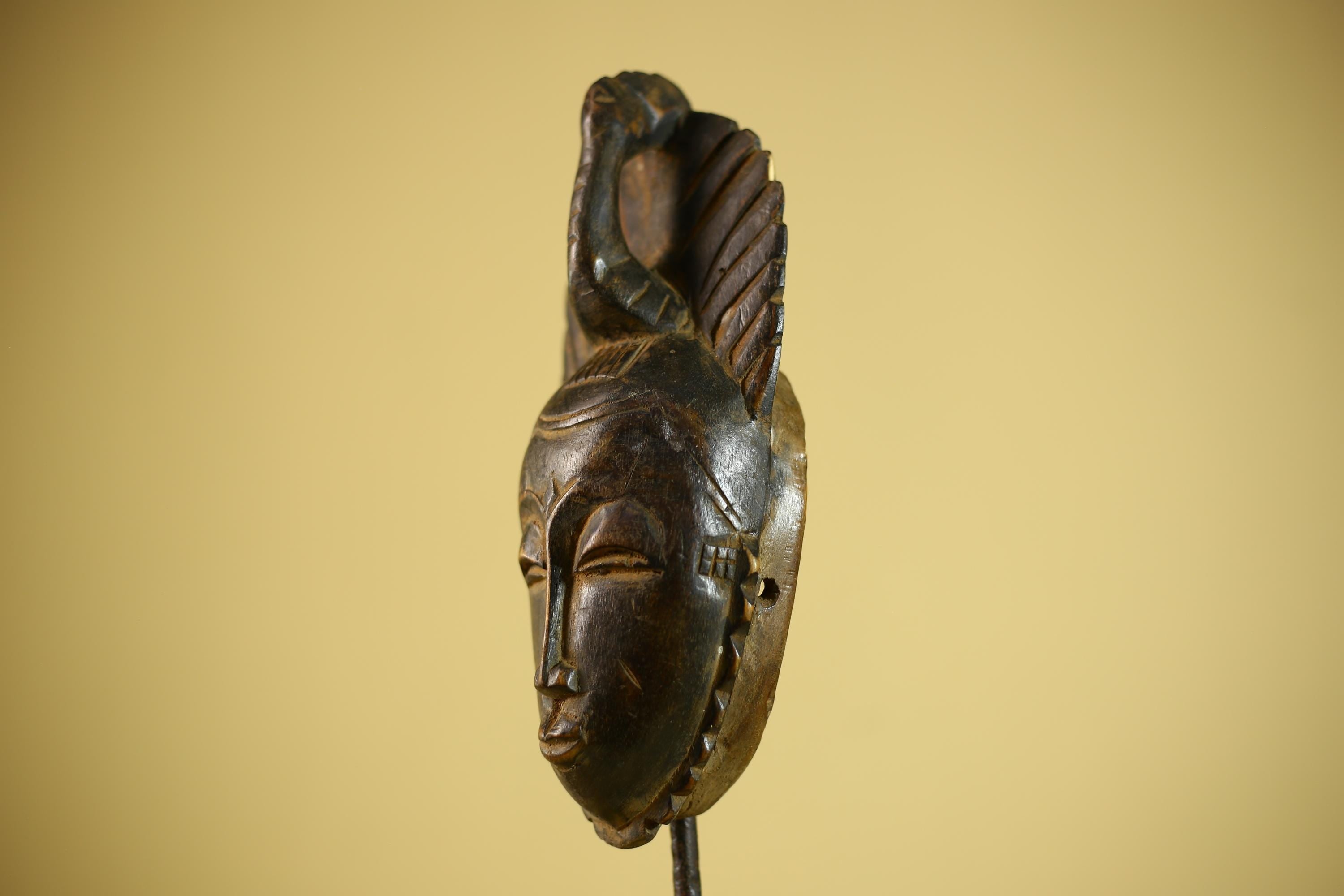 African Portrait Mask Hand Carved Wood Tribal Face Wall Hanging Decor-G6342