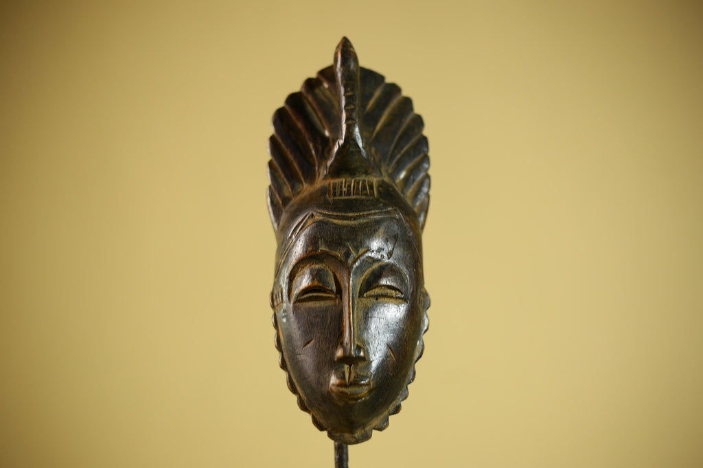 African Portrait Mask Hand Carved Wood Tribal Face Wall Hanging Decor-G6342